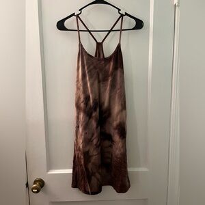Brown Tie-Dye Spaghetti Strap Dress